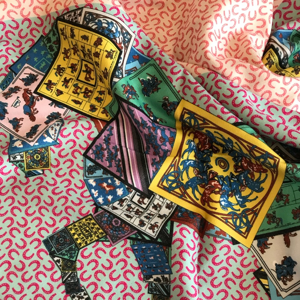 Luxury scarf long stole horse H brand wrap